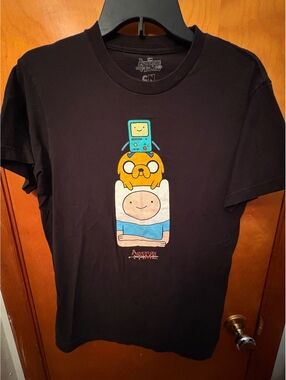 Adventure Time Finn Jake BMO Cartoon Network T-Shirt Black Men’s Medium